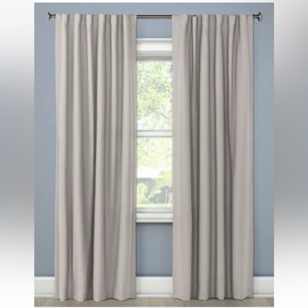 ❌SOLD! NWT ONE 108Lx50W Light Gray Threshold Linen Aruba Blackout Lined Curtain
